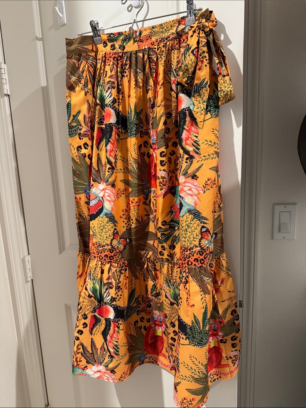 Rachel Zoe Yellow Tropical Bird Print Maxi Skirt - Farm Rio look!